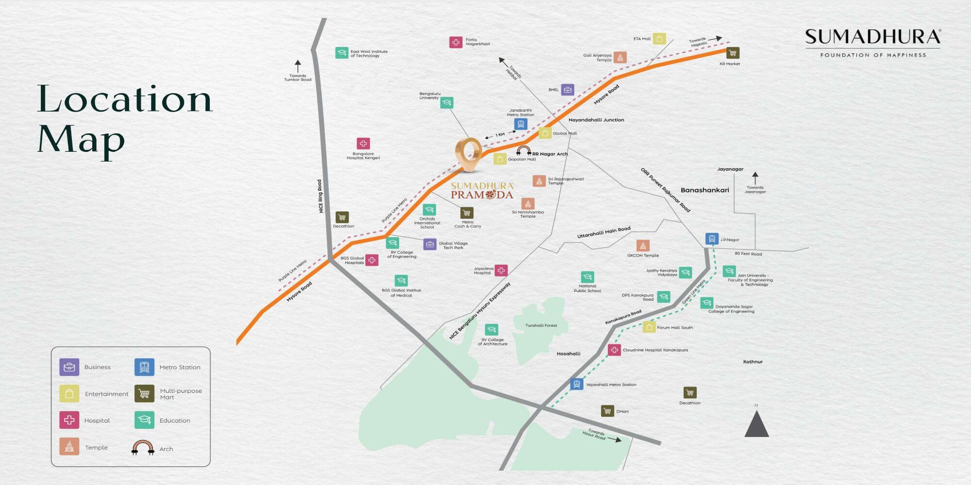 Sumadhura Pramoda Mysore Road Location Map
